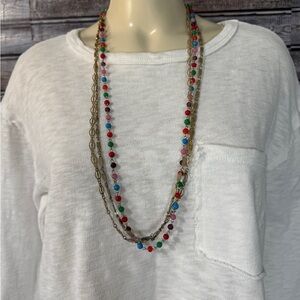 Vintage 3 strand gold tone and bead necklace